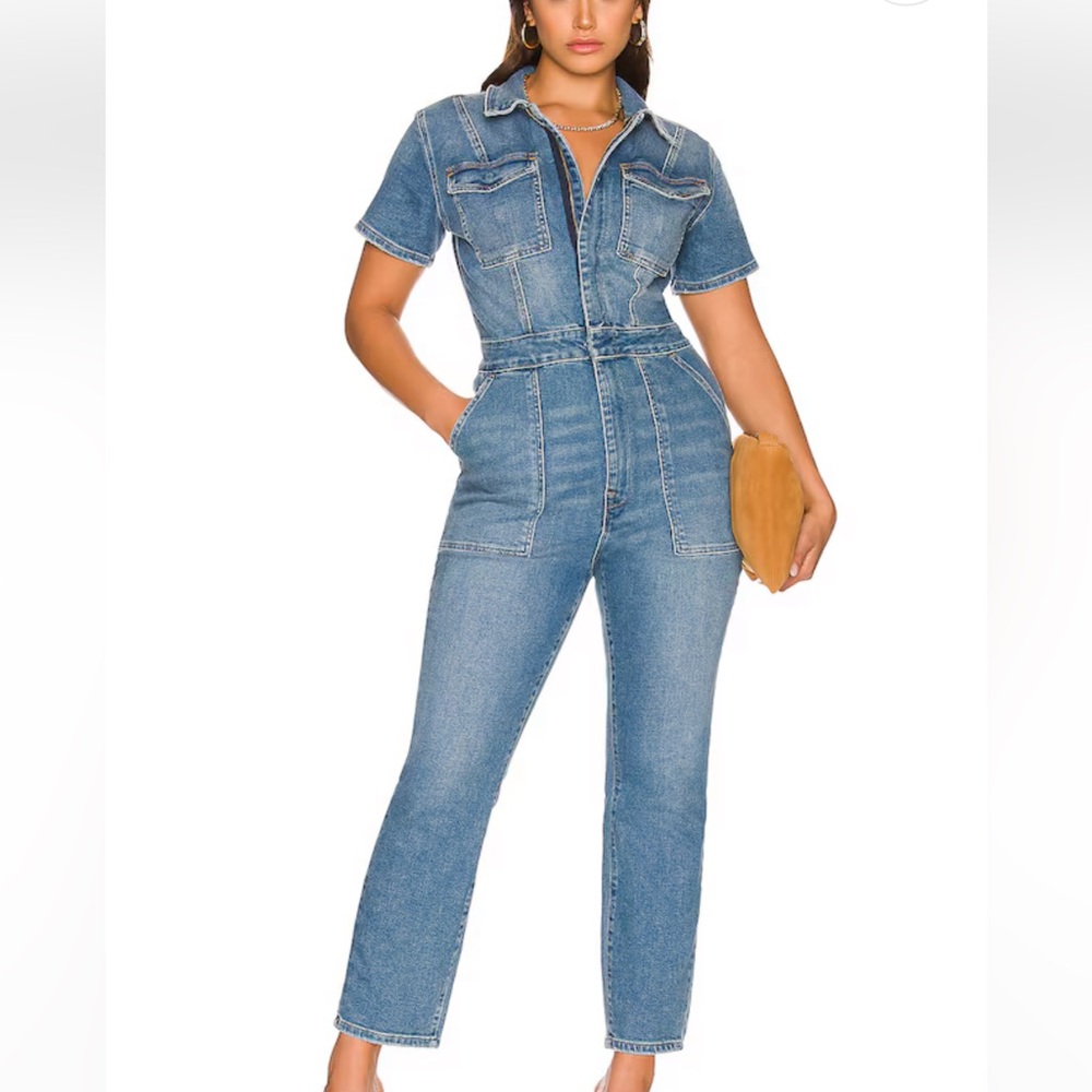 Good American Light Blue Denim Jumpsuit Jeans
